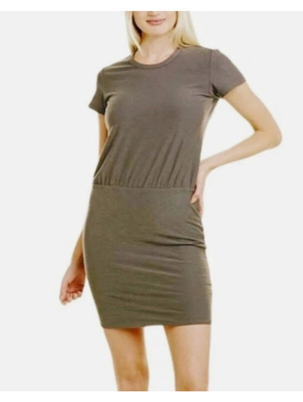 James Perse Standard Womens Brown Crew Neck Short Sleeve Jersey T-Shirt Dress 3